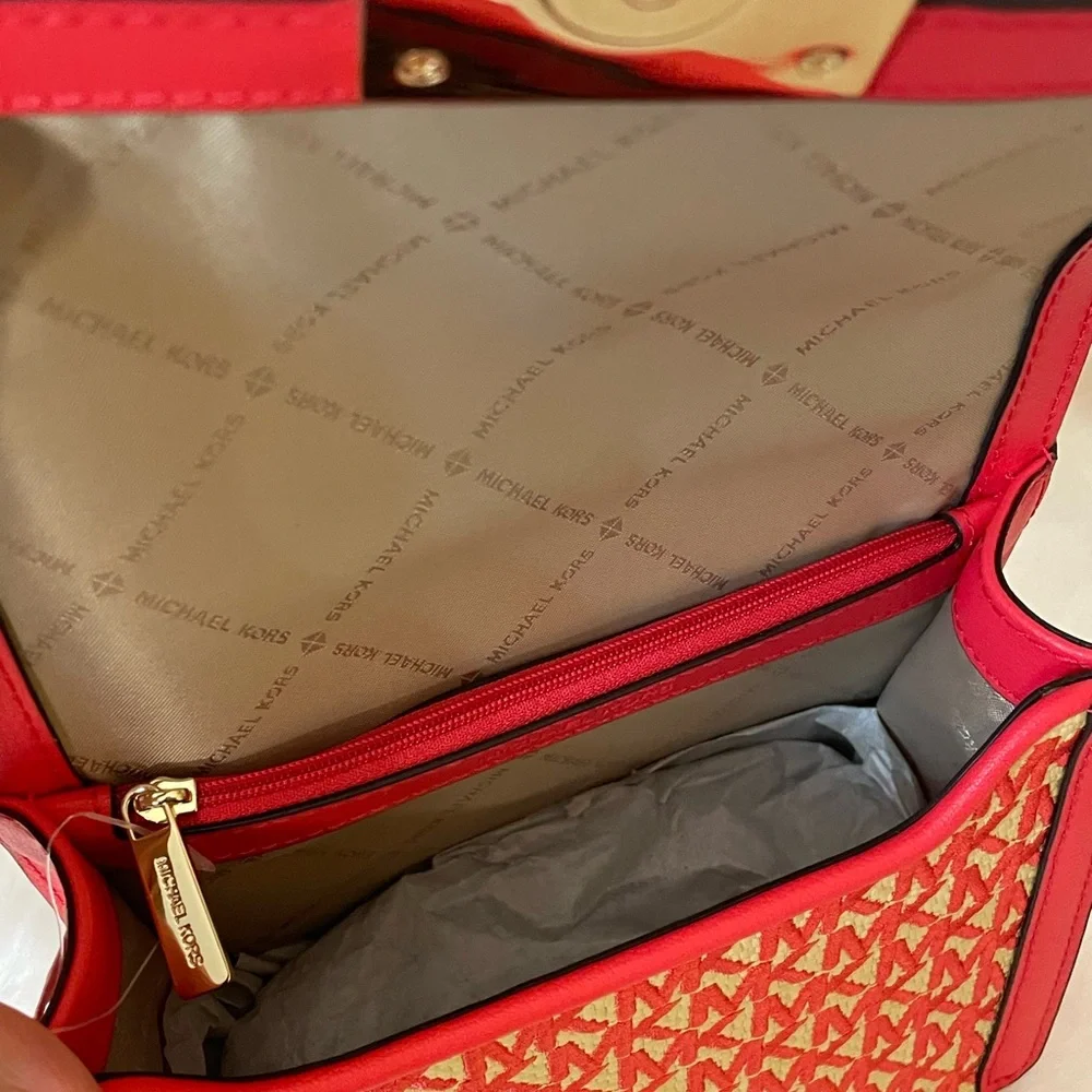 NWT Michael Kors Sonia SM SQR Shoulder Crossbody Bag Coral Reef